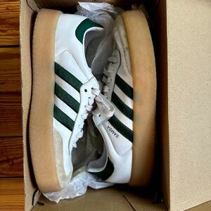 adidas Samba Platform Sneakers White with Dark Green and Gum Sole